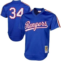 Mitchell & Ness Nolan Ryan Royal Texas Rangers 1989 Authentique Cooperstown Collection Maillot d'entraînement au bâton en maille pour hommes