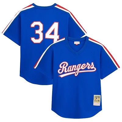 Men's Mitchell & Ness Nolan Ryan Royal Texas Rangers Big Tall Cooperstown Mesh Batting Practice Jersey