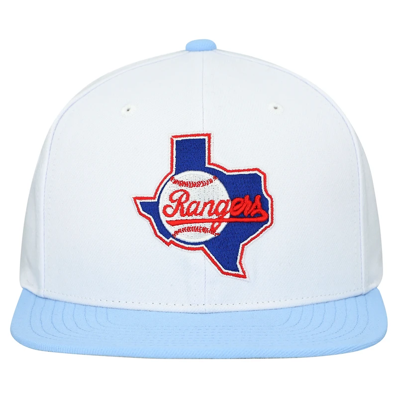 Casquette snapback basique Mitchell & Ness blanche Texas Rangers Cooperstown Collection pour homme