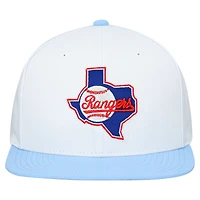 Casquette snapback basique Mitchell & Ness blanche Texas Rangers Cooperstown Collection pour homme