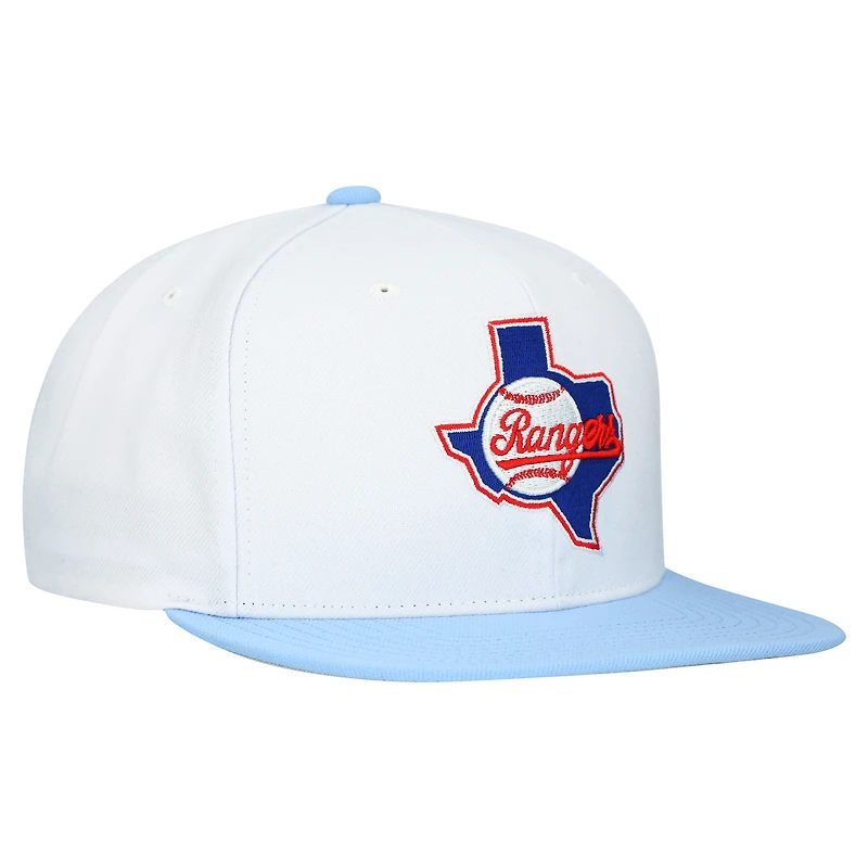 Casquette snapback basique Mitchell & Ness blanche Texas Rangers Cooperstown Collection pour homme