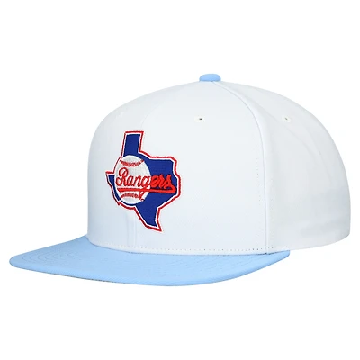 Casquette snapback basique Mitchell & Ness blanche Texas Rangers Cooperstown Collection pour homme