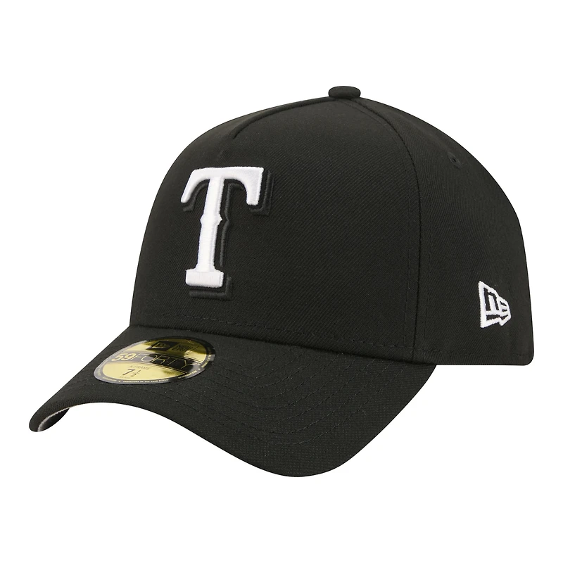 Men's New Era  Black Texas Rangers A-Frame 59FORTY Fitted Hat