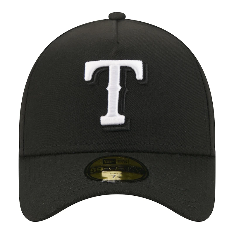 Men's New Era  Black Texas Rangers A-Frame 59FORTY Fitted Hat