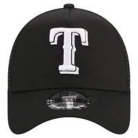 Casquette réglable noire Texas Rangers A-Frame 9FORTY Trucker New Era pour hommes