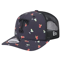 Casquette extensible à bouton-pression 9SEVENTY noire New Era Texas Rangers Adventure Drinks pour homme
