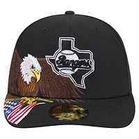 Men's New Era Black Texas Rangers Americana Bald Eagle Pre-Curved 59FIFTY Fitted Hat