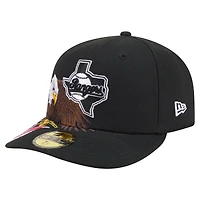 Casquette ajustée New Era 59FIFTY noire pour homme, modèle Texas Rangers Americana avec aigle à tête blanche.