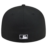 Casquette ajustée New Era 59FIFTY noire pour homme, modèle Texas Rangers Americana avec aigle à tête blanche.