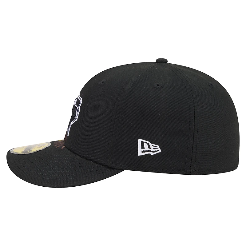 Casquette ajustée New Era 59FIFTY noire pour homme, modèle Texas Rangers Americana avec aigle à tête blanche.
