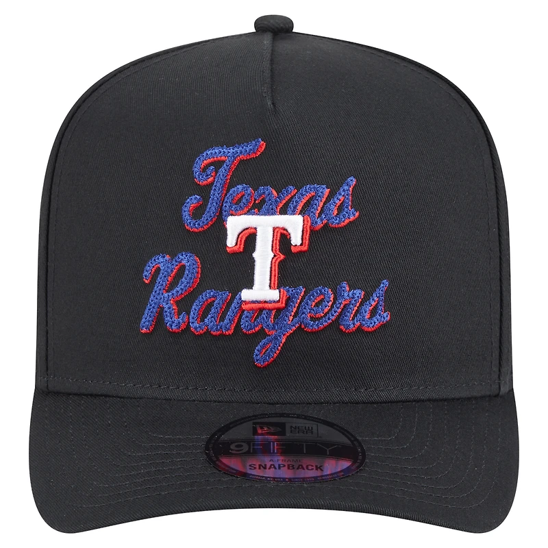 Casquette snapback 9FIFTY A-Frame Texas Rangers noire New Era pour homme