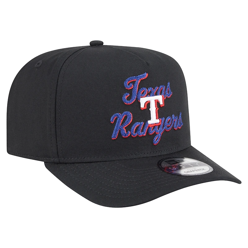 Casquette snapback 9FIFTY A-Frame Texas Rangers noire New Era pour homme
