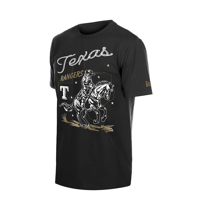 Men's New Era Black Texas Rangers Injection Lifestyle Urban Ranchwear T-Shirt