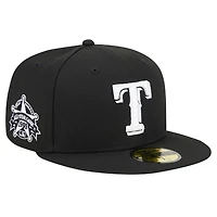 Men's New Era Black Texas Rangers Logo 59FIFTY Fitted Hat