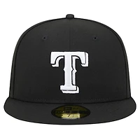 Casquette ajustée 59FIFTY noire avec logo des Texas Rangers New Era pour hommes