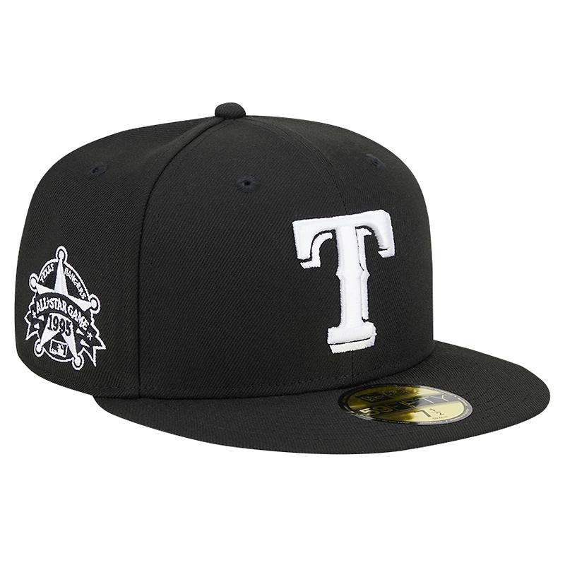 Casquette ajustée 59FIFTY noire avec logo des Texas Rangers New Era pour hommes