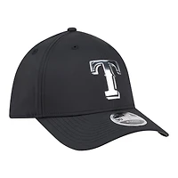 Casquette New Era noire pour homme Texas Rangers métallisée 39THIRTY M-Crown Flex