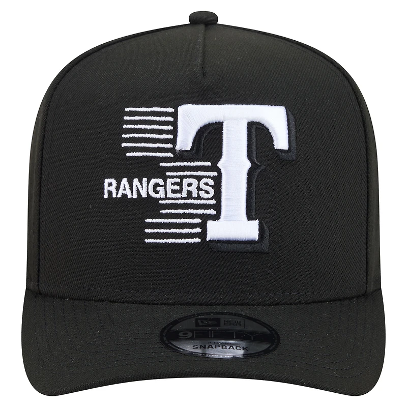 Men's New Era Black Texas Rangers Motion A-Frame 9FIFTY Snapback Hat