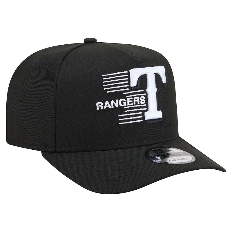 Men's New Era Black Texas Rangers Motion A-Frame 9FIFTY Snapback Hat
