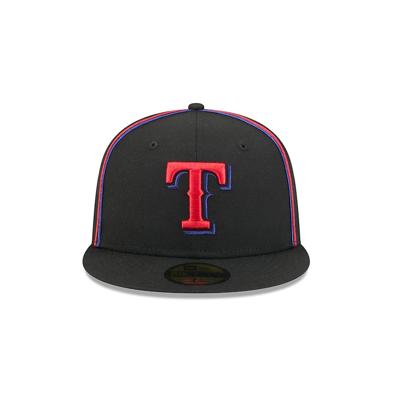 Casquette ajustée 59FIFTY Texas Rangers noire New Era pour homme