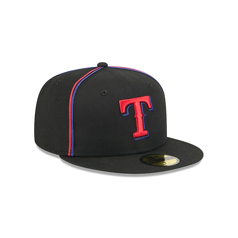 Men's New Era Black Texas Rangers Soutache 59FIFTY Fitted Hat