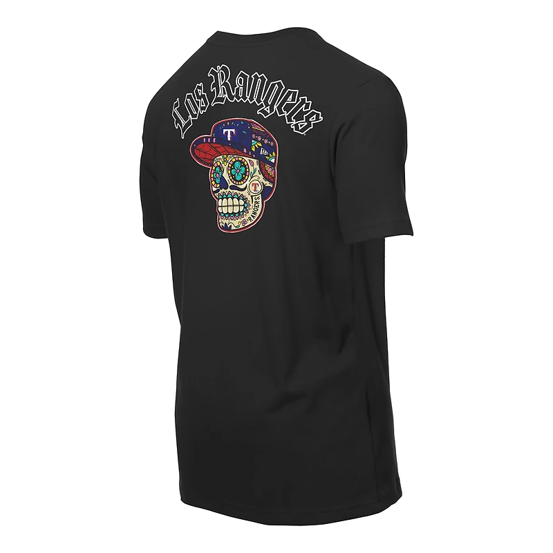 Men's New Era Black Texas Rangers Sugar Skulls T-Shirt