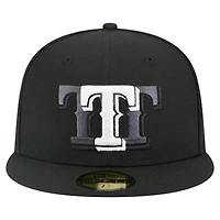 Casquette ajustée New Era noire Texas Rangers Tri-Hit 59FIFTY pour homme