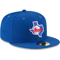 Casquette ajustée New Era bleue pour homme, Texas Rangers, collection Cooperstown, en laine, modèle 59FIFTY