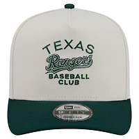 Casquette snapback New Era 9FIFTY pour homme, crème/vert foncé, Texas Rangers, monture chromée en A.