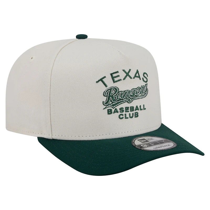 Men's New Era  Cream/Dark Green Texas Rangers Chrome A-Frame 9FIFTY Snapback Hat