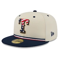 Men's New Era Cream/Navy Texas Rangers USA 250 Fourth of July 59FIFTY Fitted Hat