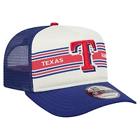 Casquette snapback A-Frame 9FIFTY Trucker pour homme New Era crème/bleu royal Texas Rangers Banner