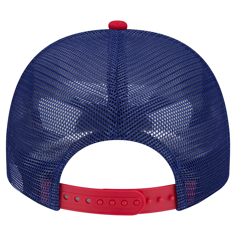 Casquette snapback A-Frame 9FIFTY Trucker pour homme New Era crème/bleu royal Texas Rangers Banner