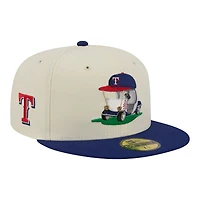 Casquette ajustée New Era 59FIFTY crème/bleu roi Texas Rangers Bullpen Cart pour homme