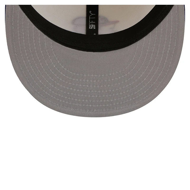 Casquette ajustée New Era 59FIFTY crème/bleu roi Texas Rangers Bullpen Cart pour homme