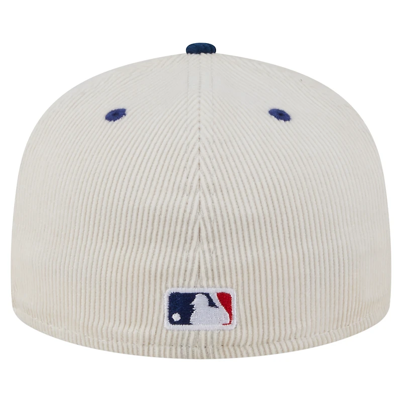 Men's New Era Cream/Royal Texas Rangers Two-Tone Corduroy 59FIFTY Fitted Hat
