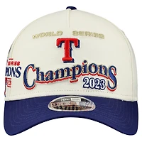 Casquette ajustable New Era 9FORTY M-Crown pour homme, crème/bleu royal, Texas Rangers World Series