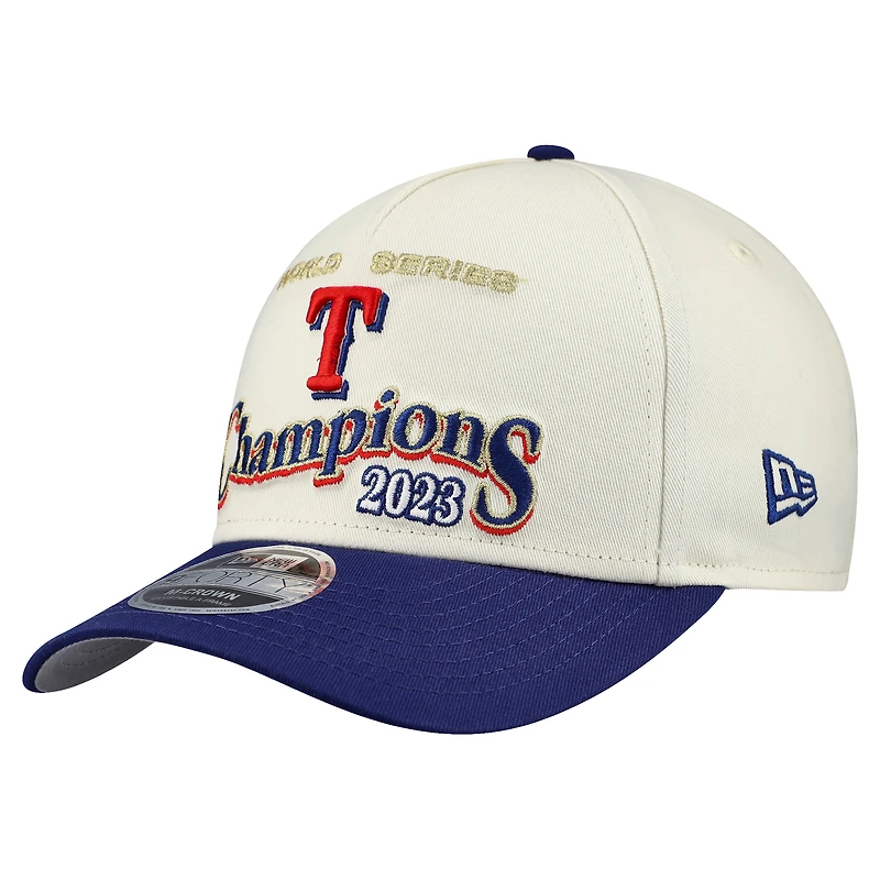 Men's New Era Cream/Royal Texas Rangers World Series 9FORTY M-Crown A-Frame Adjustable Hat