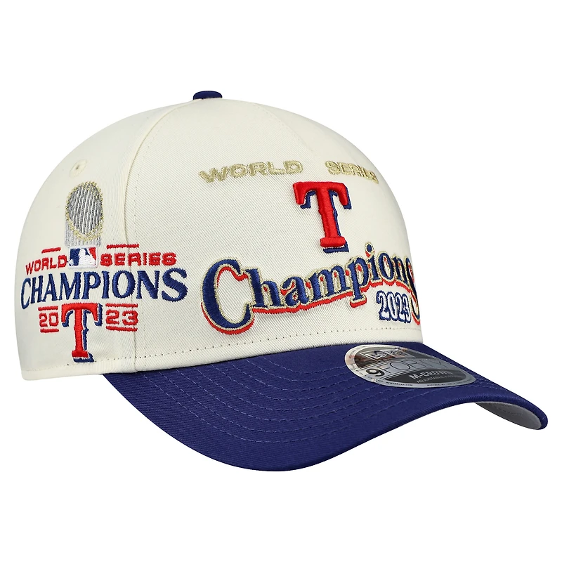 Men's New Era Cream/Royal Texas Rangers World Series 9FORTY M-Crown A-Frame Adjustable Hat