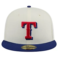 Casquette ajustée New Era 59FIFTY Texas Rangers pour homme, couleur crème, chromée