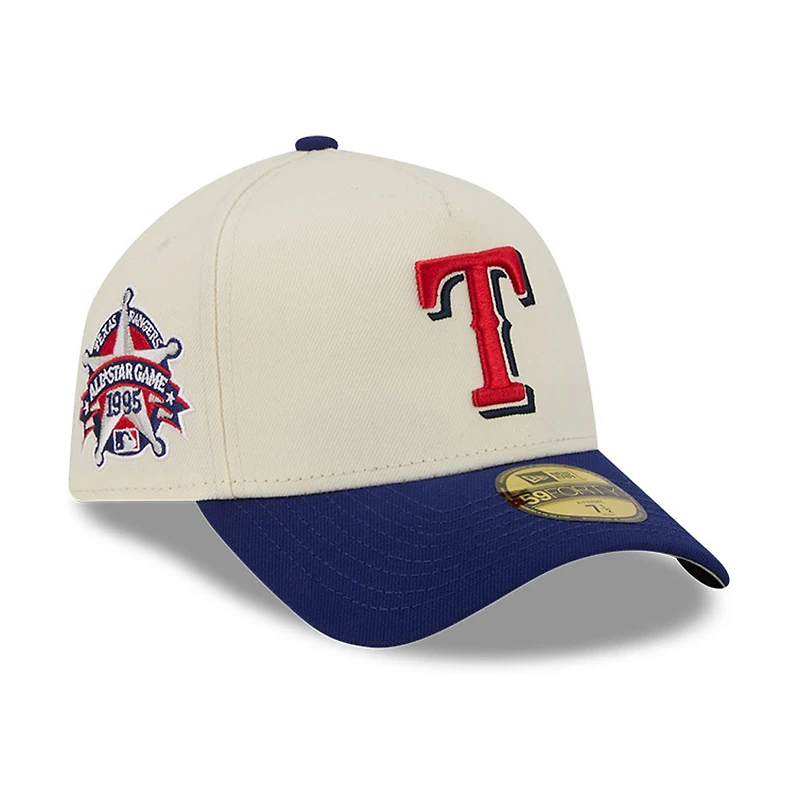 Men's New Era Cream Texas Rangers Chrome A-Frame 59FORTY Fitted Hat