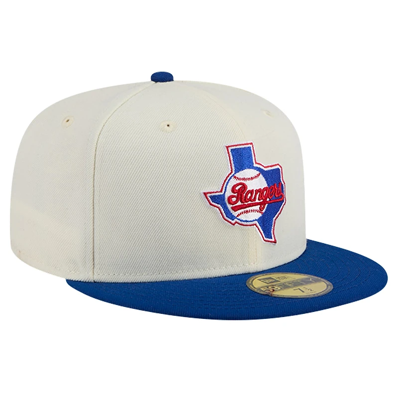 Casquette ajustée 59FIFTY chromée New Era pour hommes des Texas Rangers Cooperstown Collection