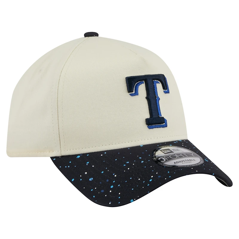 Men's New Era  Cream Texas Rangers Speckle A-Frame 9FORTY Adjustable Hat