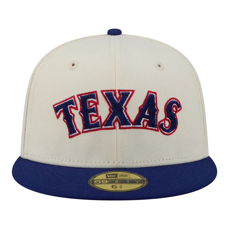 Men's New Era Cream Texas Rangers Two-Tone Stitch 59FIFTY Fitted Hat