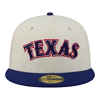 Men's New Era  Cream Texas Rangers Two-Tone Stitch 59FIFTY Fitted Hat