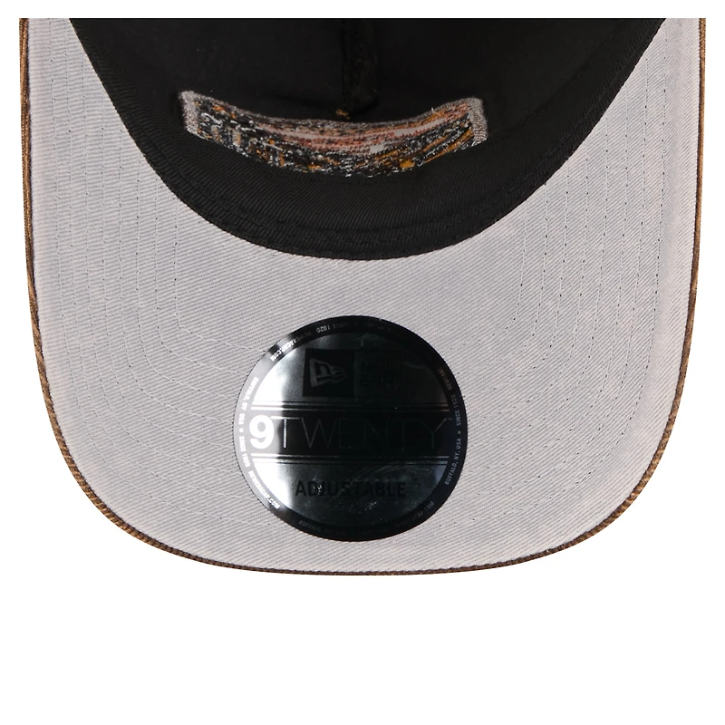 Men's New Era Dark Brown Texas Rangers Vintage Landscape 9TWENTY A-Frame Adjustable Trucker Hat