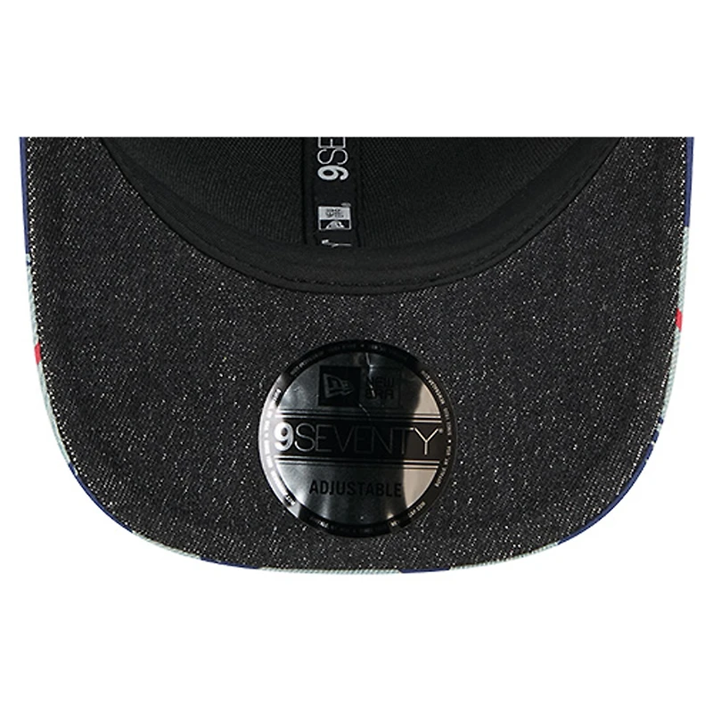 Men's New Era Denim/Royal Texas Rangers Aztec Denim 9SEVENTY Adjustable Hat