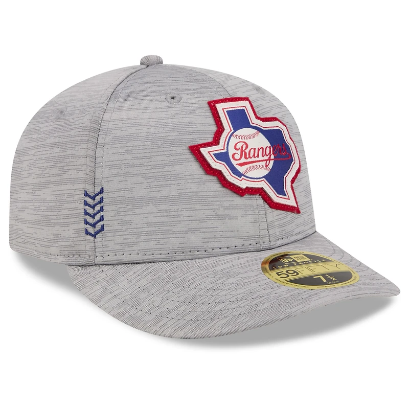 Casquette ajustée 59FIFTY à profil bas Texas Rangers 2024 Clubhouse New Era pour homme, grise