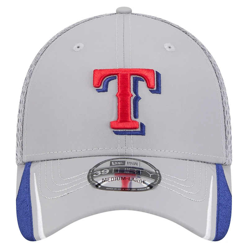 Casquette Linear 39THIRTY Flex grise des Texas Rangers de New Era pour homme