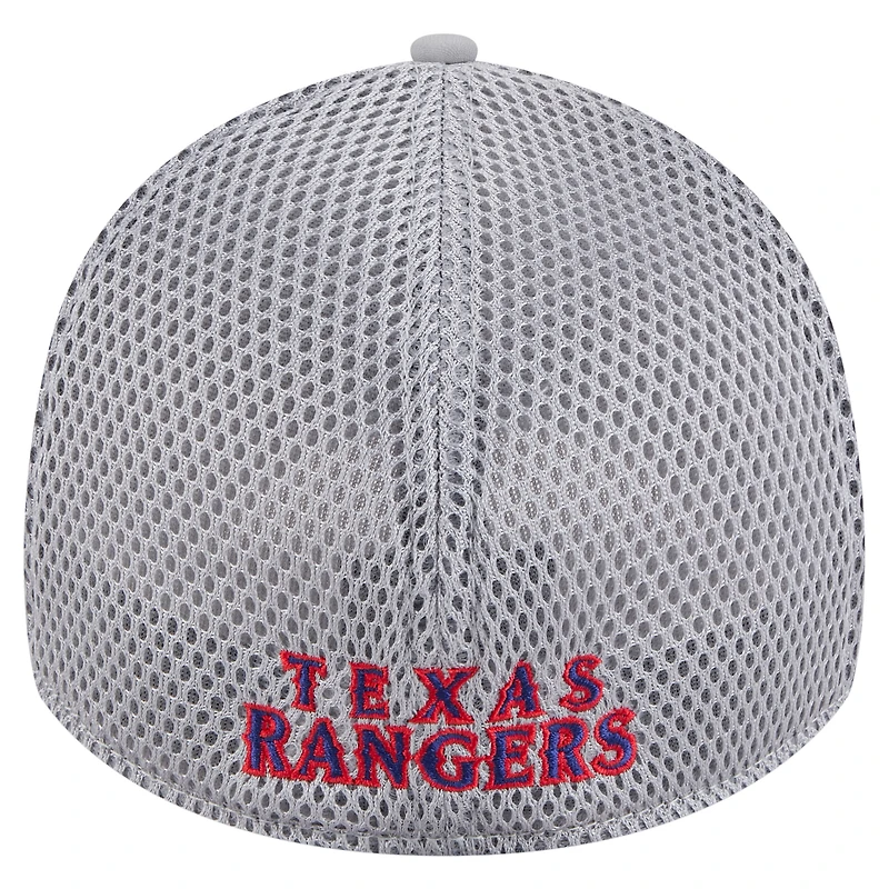 Casquette Linear 39THIRTY Flex grise des Texas Rangers de New Era pour homme